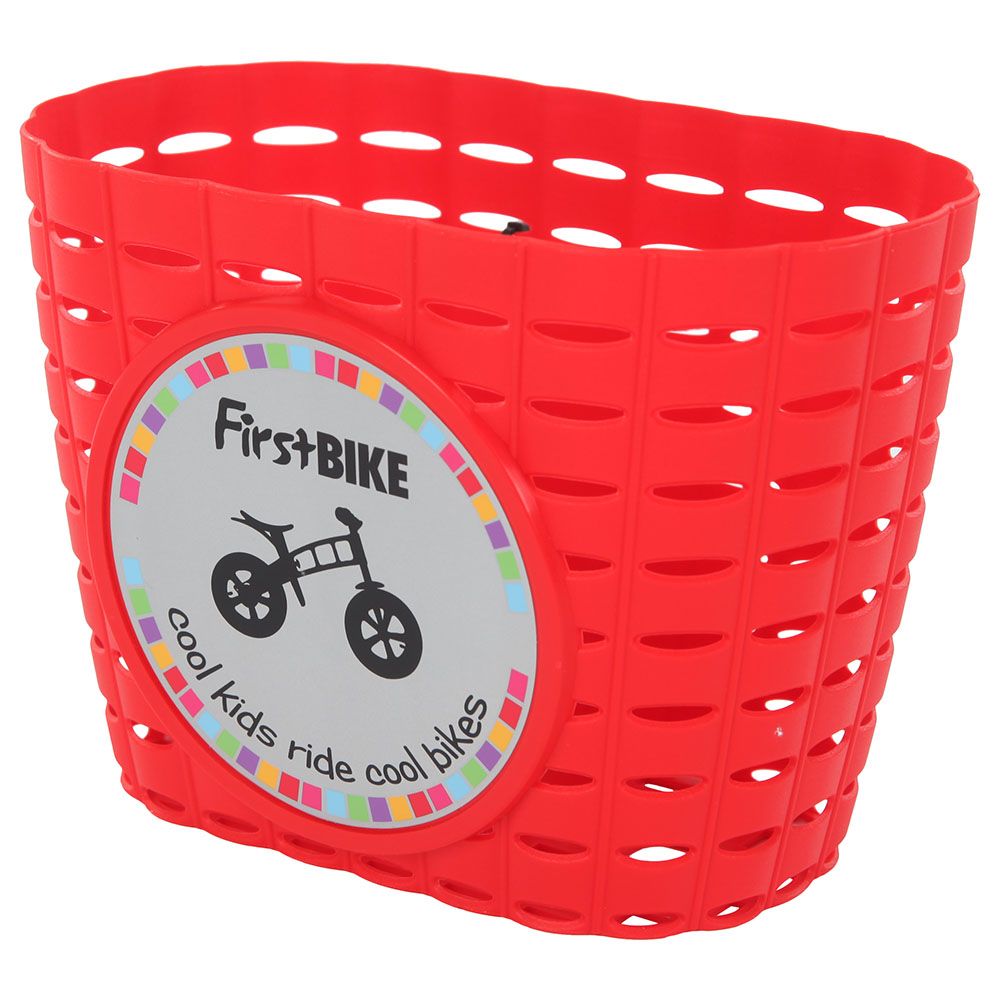 FirstBIKE - Bicycle Basket With 2 Straps & Sticker - Red