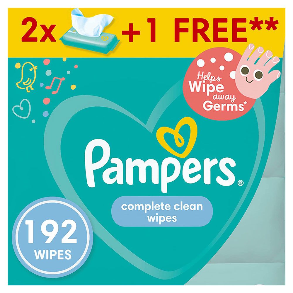 Pampers - Complete Clean Baby Wipes with Aloe Vera Lotion, 12 Packs, 768 Count