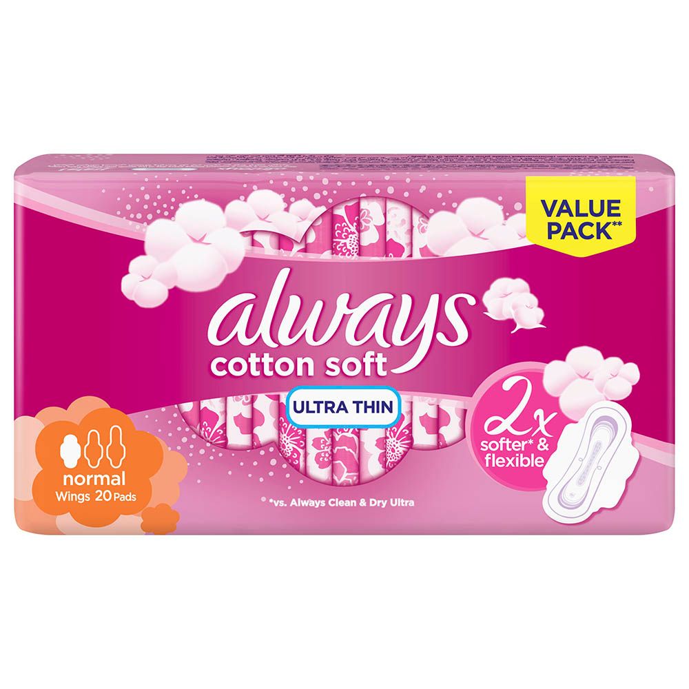 Always Cotton Soft Ultra Thin Normal Sanitary Pads With Wings 20 Pads