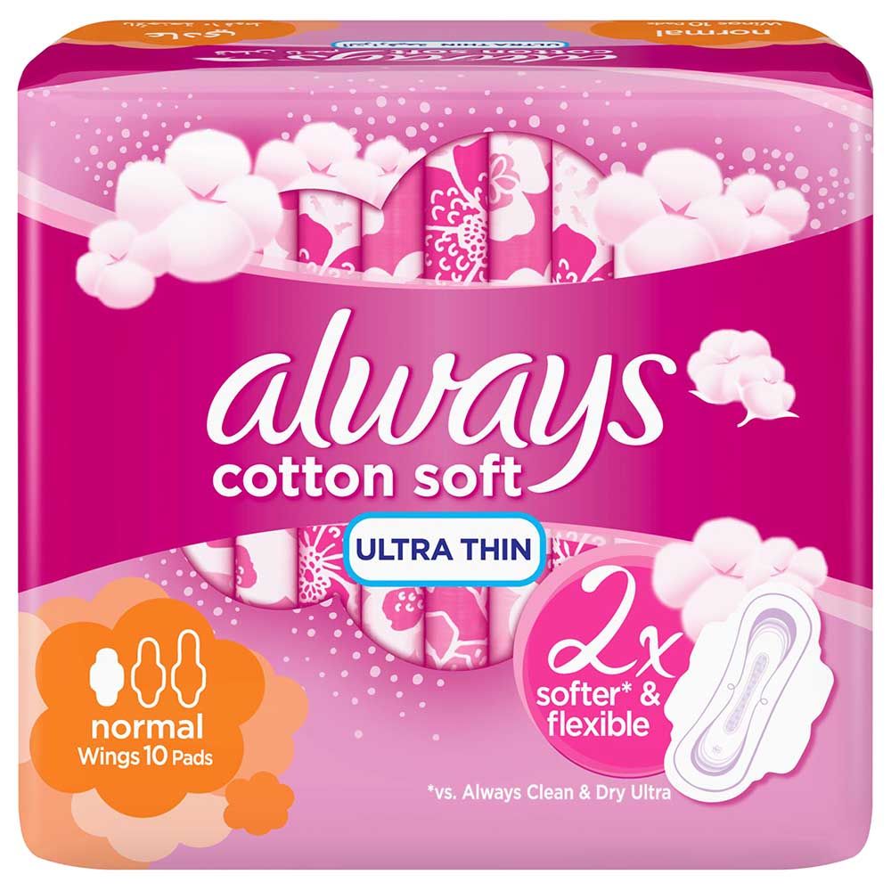 Always - Ultra Cotton Soft Normal Sanitary Pads, 10 Count