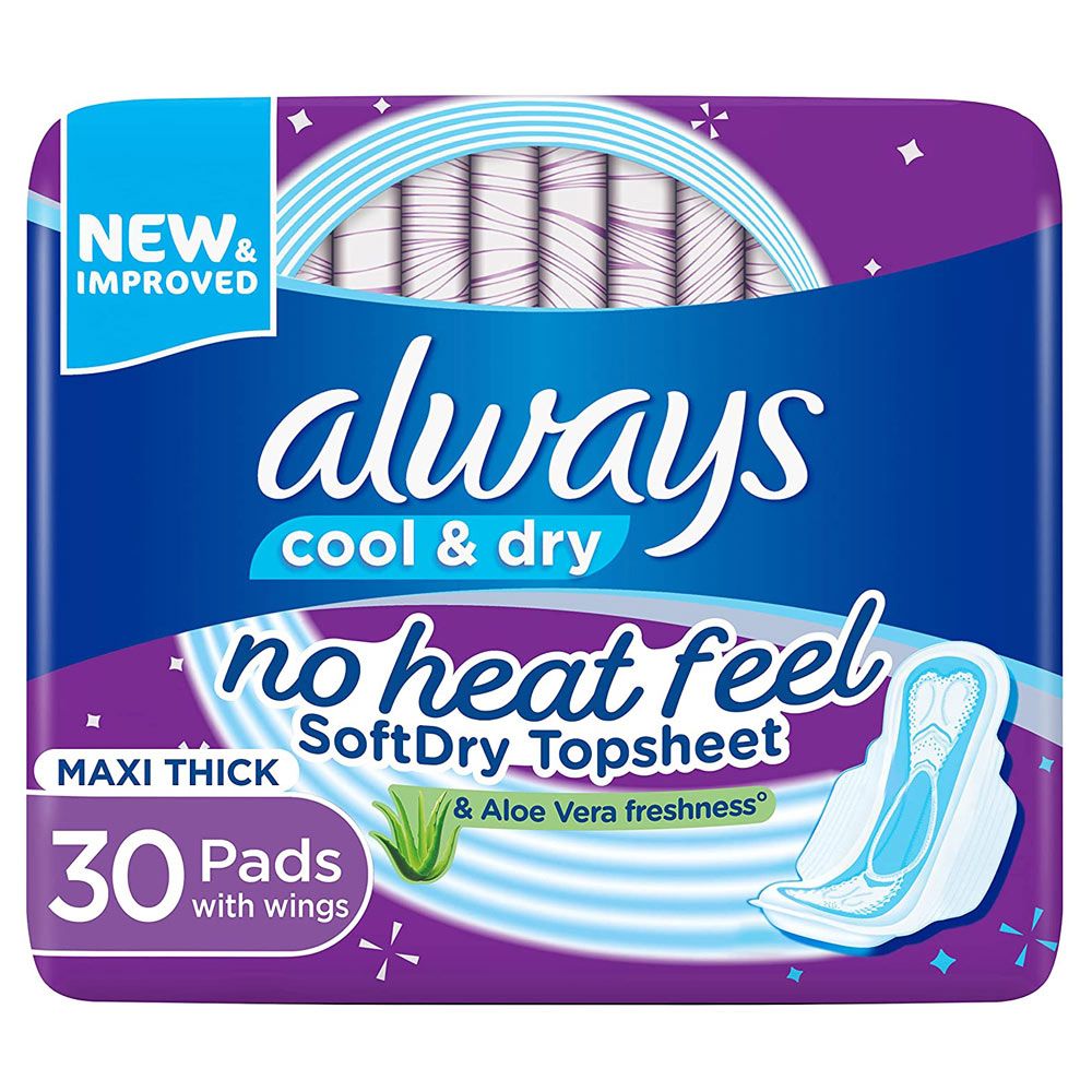 Always Clean & Dry Maxi Thick Large Sanitary Pads Wings 30pcs