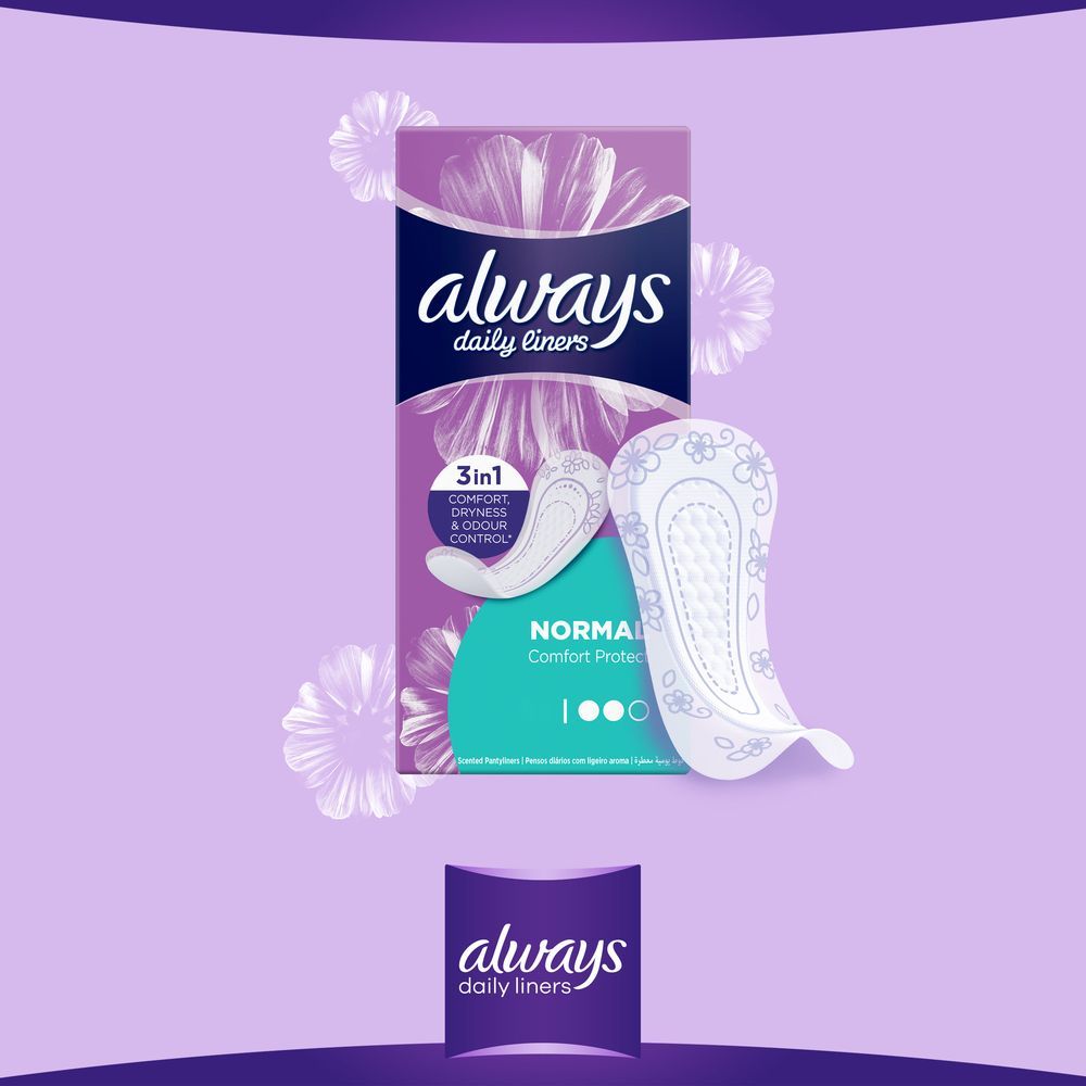 Always Daily Liners Comfort Protect Pantyliners, Normal, 20 Count