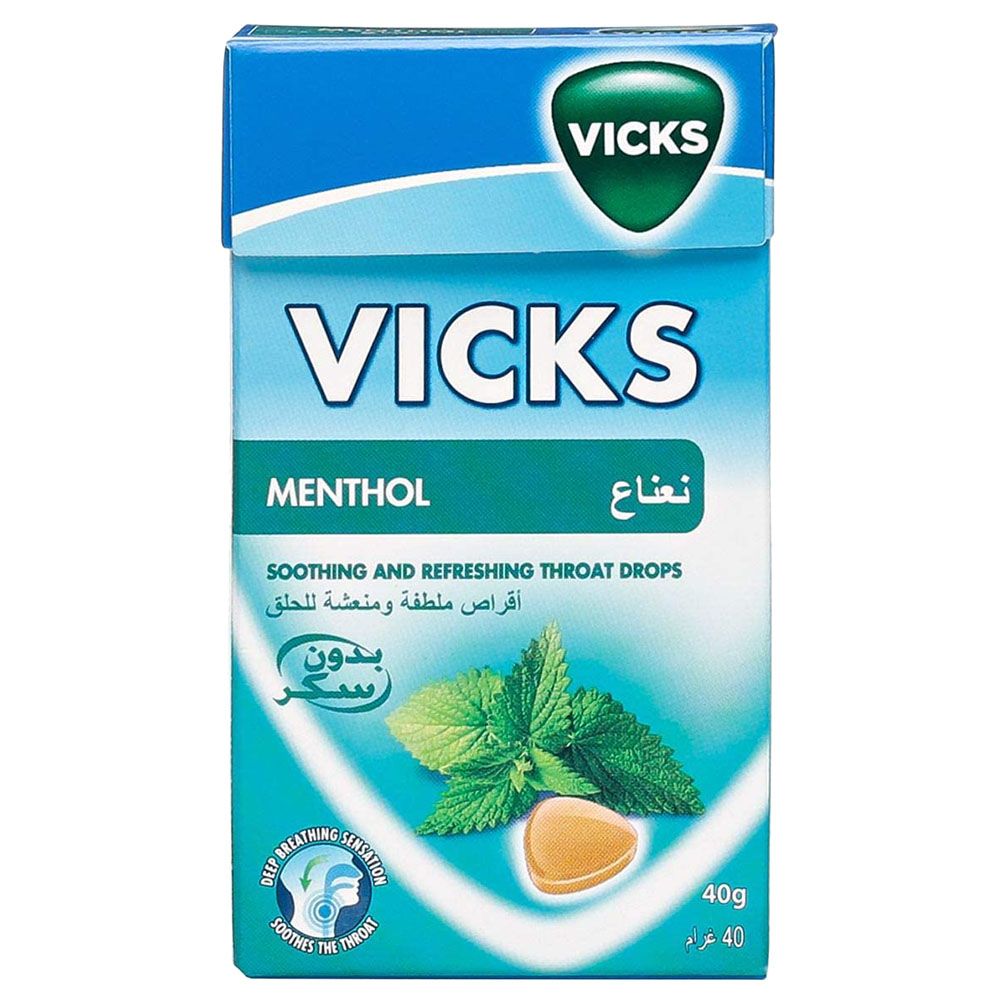 Vicks - Soothing & Refreshing Throat Drops - Menthol, 40g