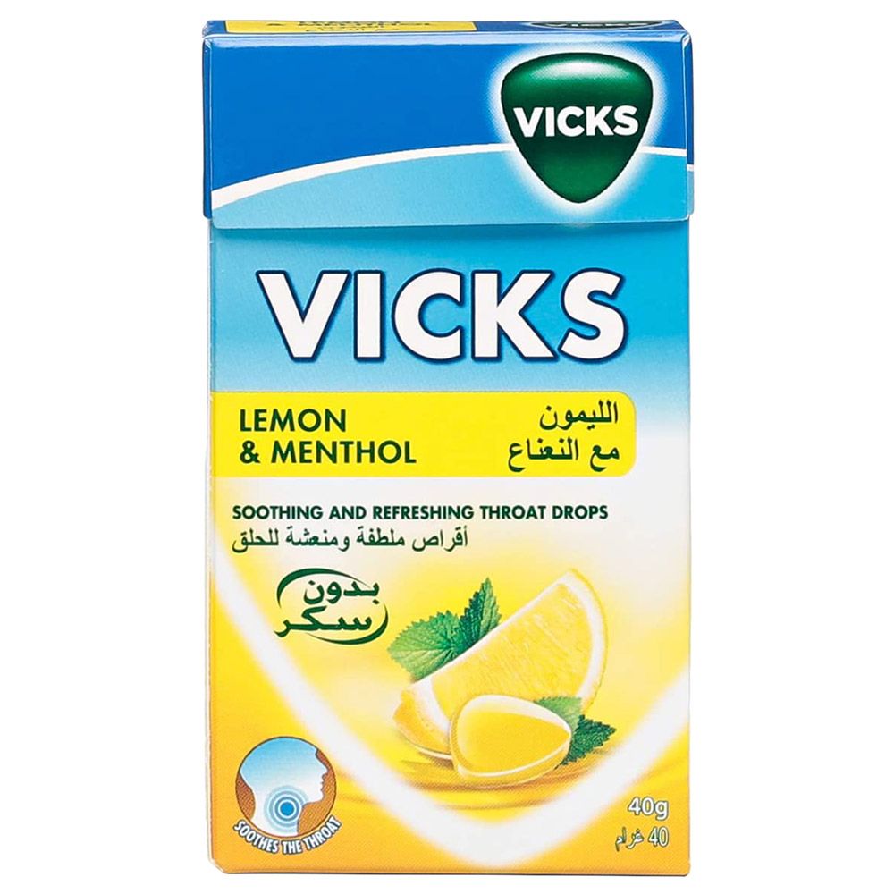 Vicks - Soothing & Refreshing Throat Drops - Lemon, 40g