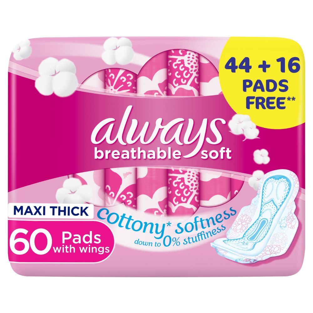 Always Breathable Soft Maxi Thick Large Sanitary Pads With Wings 60 Pads