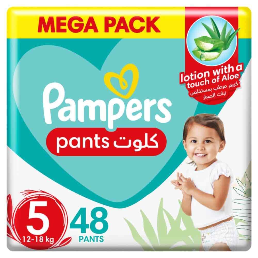 Pampers - Baby-Dry Pants Diapers with Aloe Vera Lotion, 360 Fit, Size 5, 12-18kg, Mega Pack, 48 Count