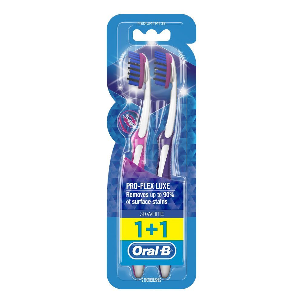 Oral B - 3D White Luxury Pro Flex Toothbrush Medium Buy1Get1