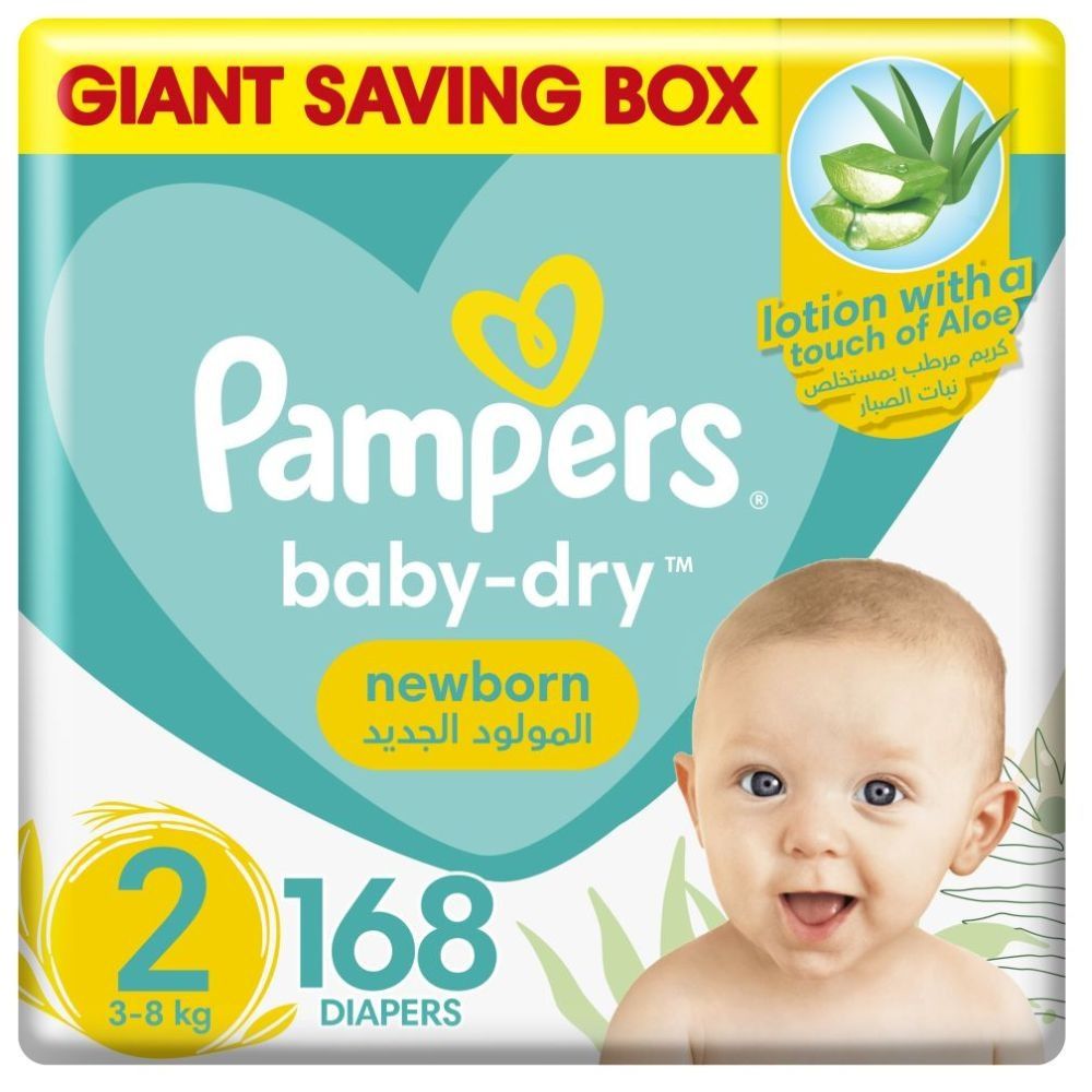 Pampers Baby-Dry Diapers,Size 2, Mini, 3-8kg - 168 Baby Diapers