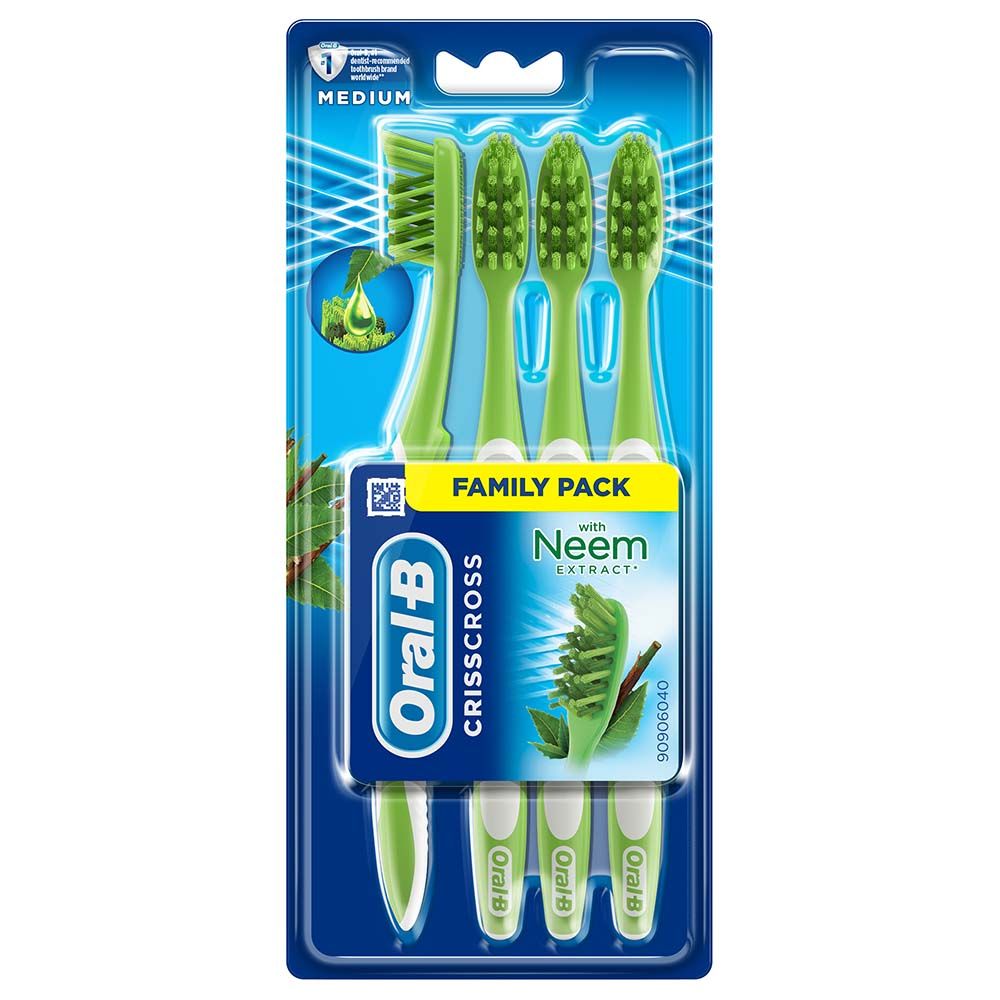 Oral-B - Criss Cross Toothbrush w/ Neem Extract - Medium - 4pcs