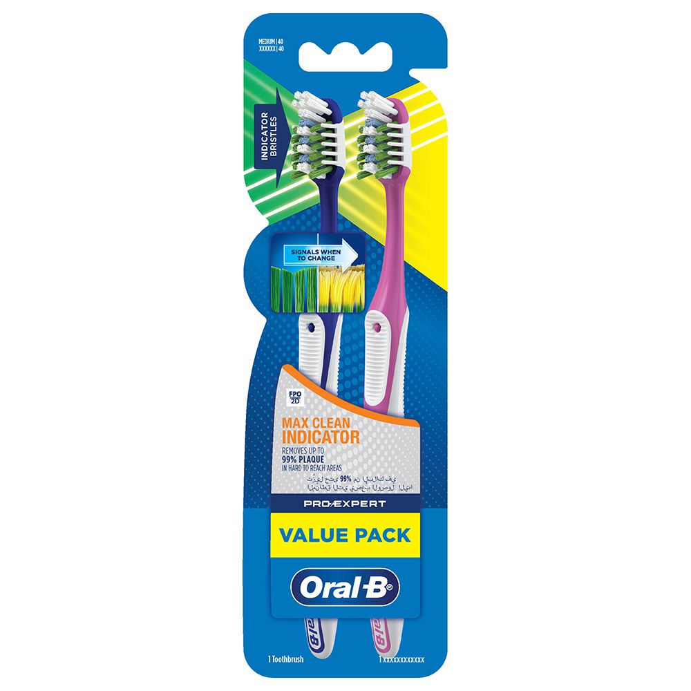 Oral-B - Pro-Expert Max Clean Indicator Manual Toothbrush Pack Of 2