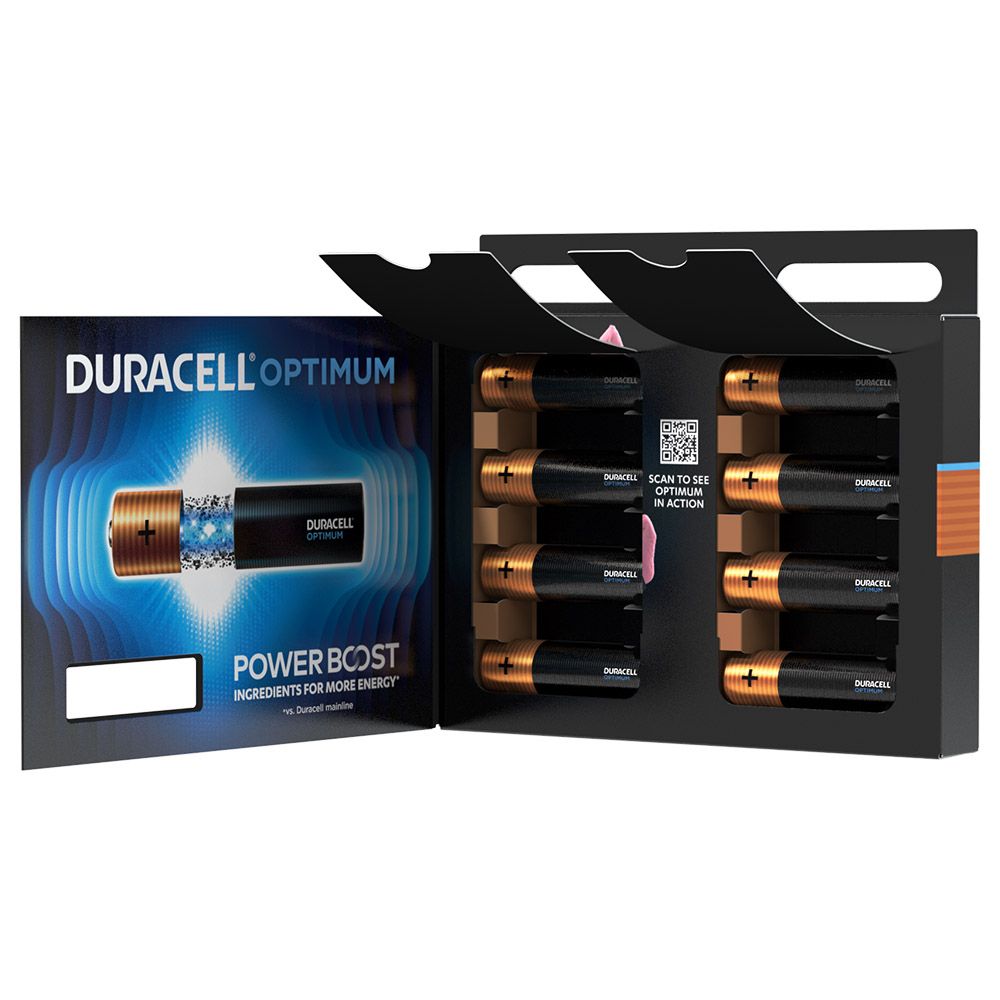 Duracell - Optimum Type AA Alkaline Batteries Pack Of 8