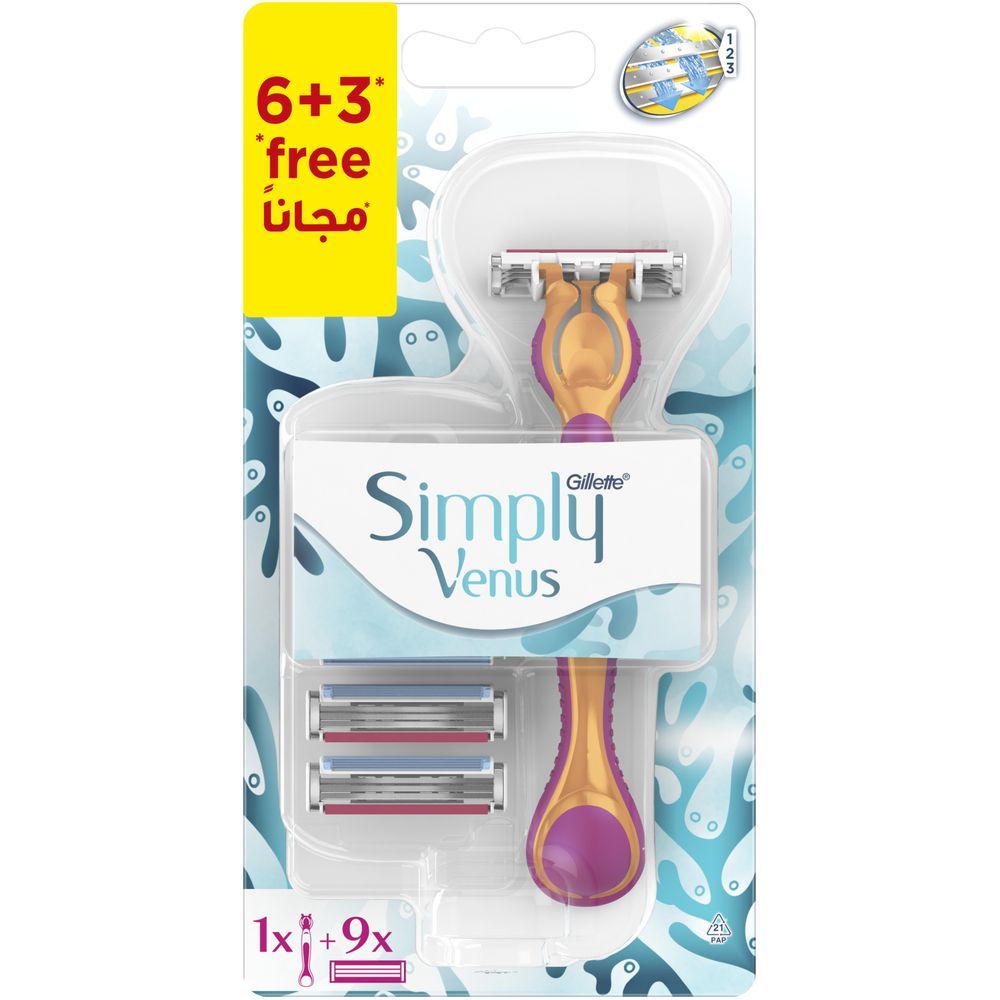 Gillette Simply Venus 3-In-1 Women's Razor + 3 Free Blade 