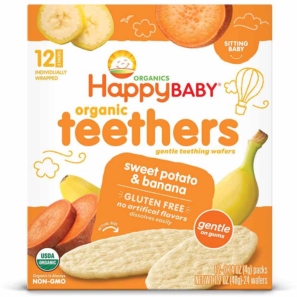 Happy Baby Stage 1 Teething Wafers Banana & Sweet Potato 48g