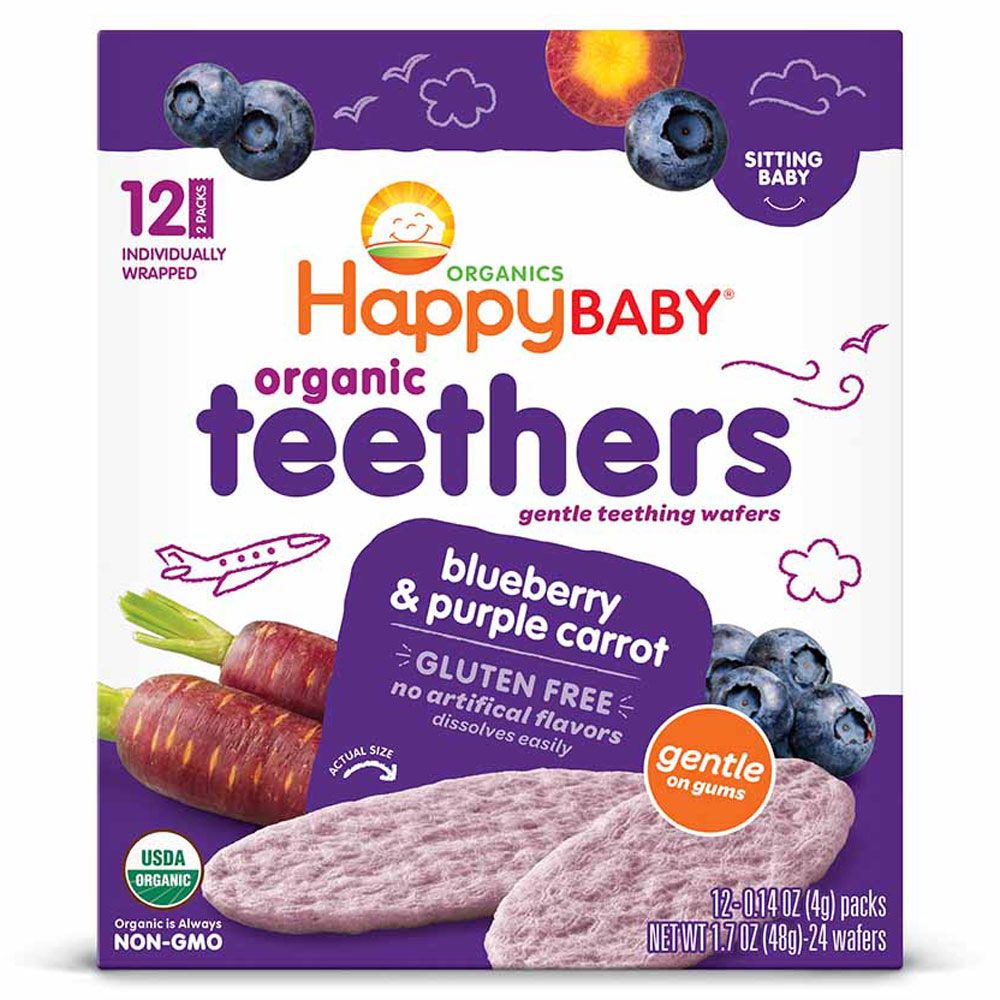 Happy Baby - Stage 1 Teething Wafers Blueberry & Purple Carrot - 48g