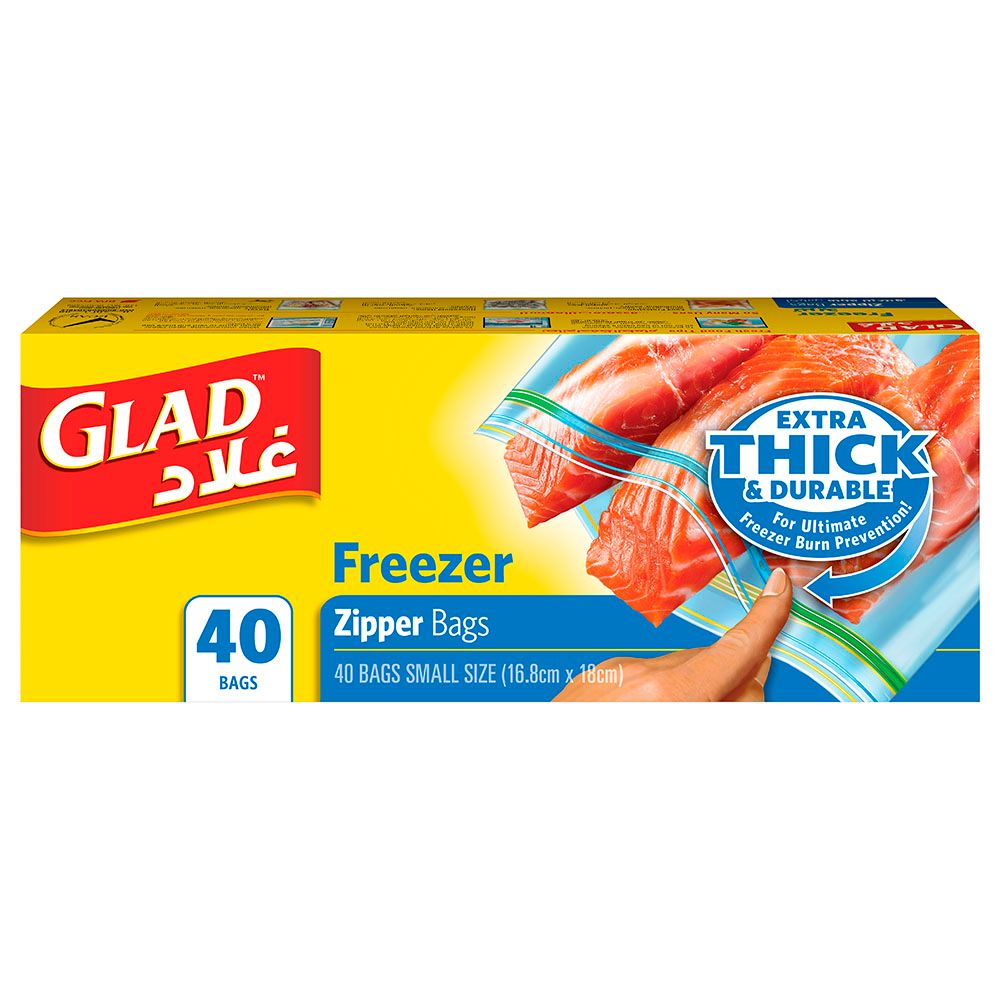 Glad - Zipper Food Storage Freezer Bags - Quart - 40 Count