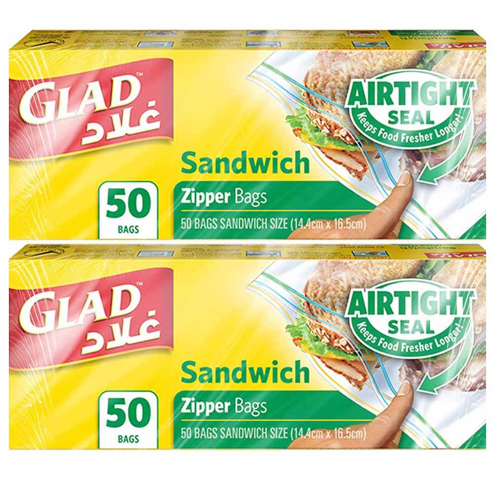 Glad Sandwich Zipper Bags 2 x 50 Bags