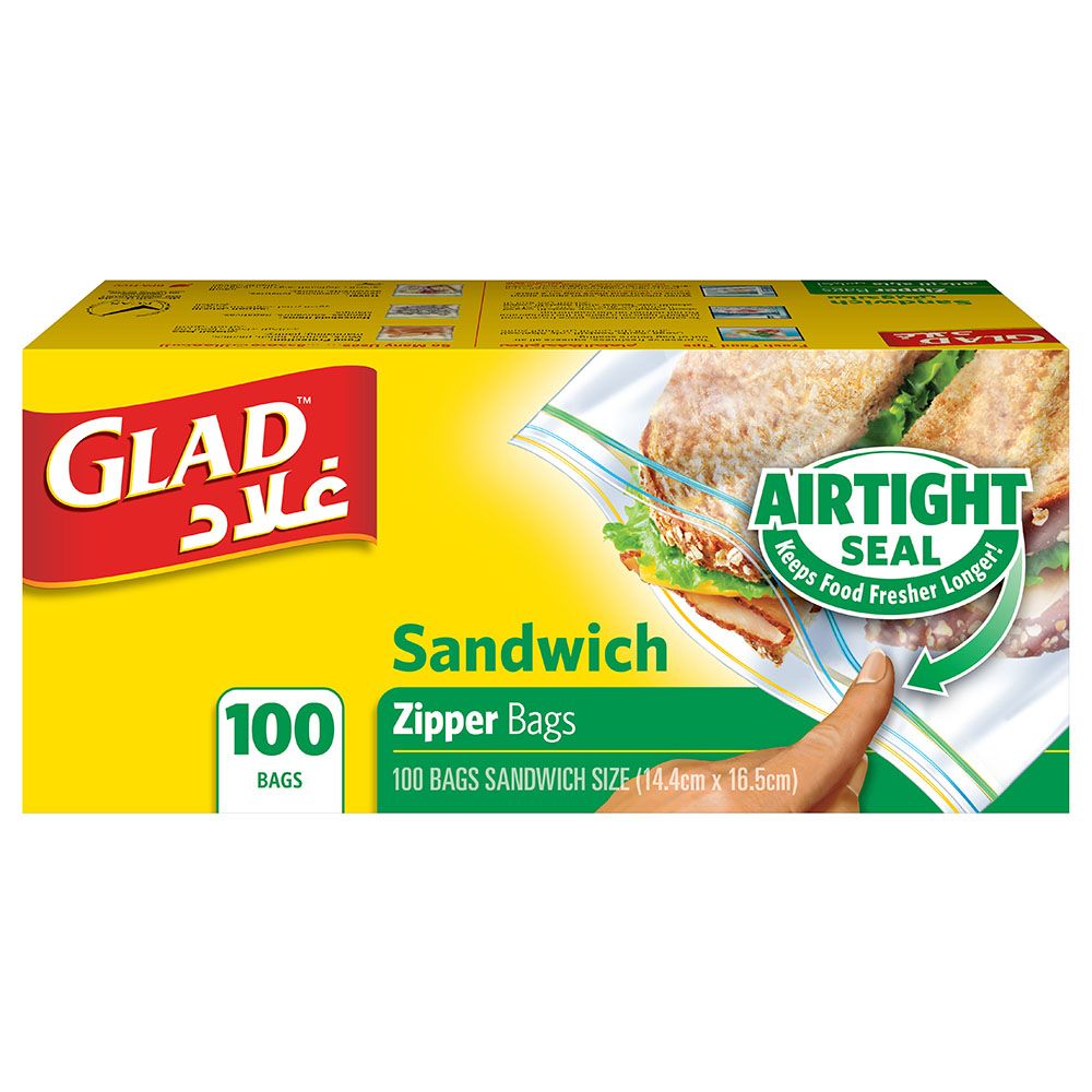 Glad - Zipper Food Storage Sandwich Bags - 100 Count