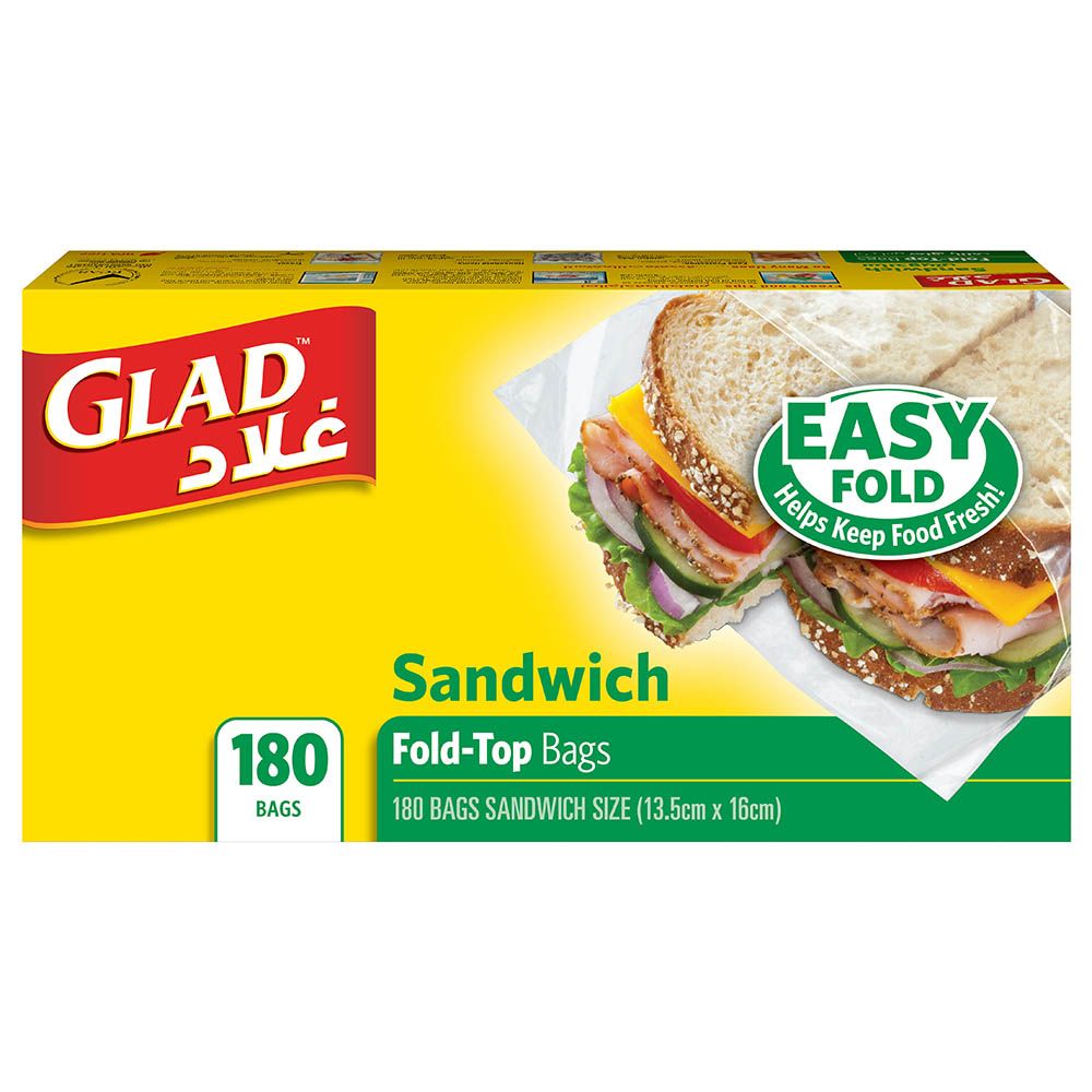 Glad - Sandwich Fold Top Bags 180 count