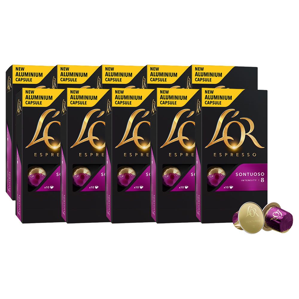 L'OR Espresso Sontuoso 8+2 Bundle Coffee Capsules 10 Packs