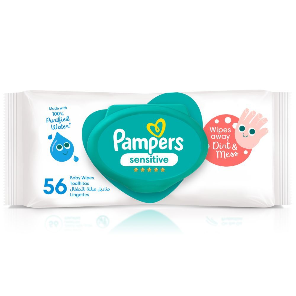 Pampers - Sensitive Protect Baby Wipes for Hands and Face, 56 Count