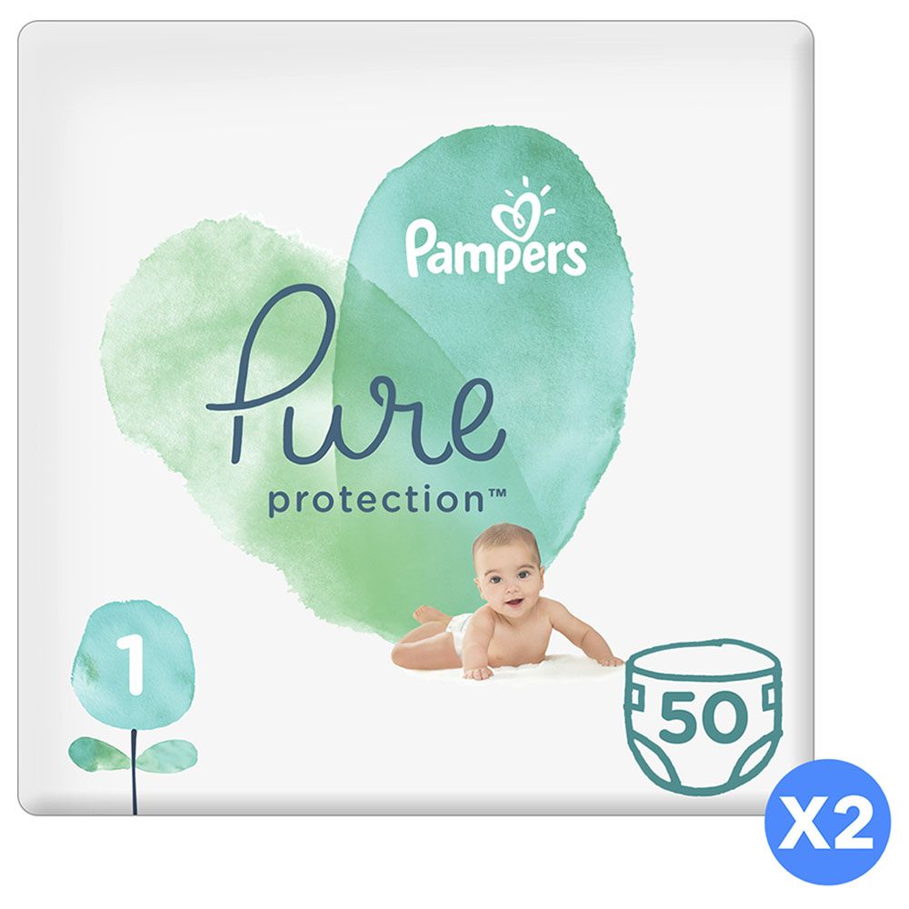 Pampers - Pure Protection Diapers - Size 1 - 2-5Kg - 50pcs - Dual Pack