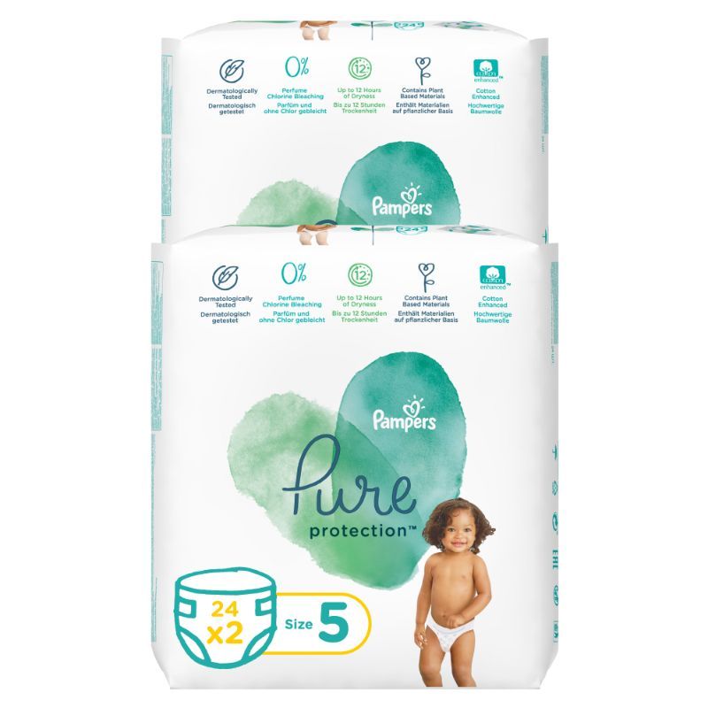 Pampers - Pure Protection Diaper - Size 5, +11kg, 48 Diapers