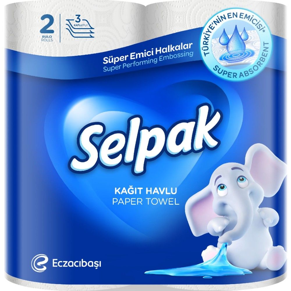 Selpak - Super Absorbent Kitchen Paper Towel, 2 Rolls 