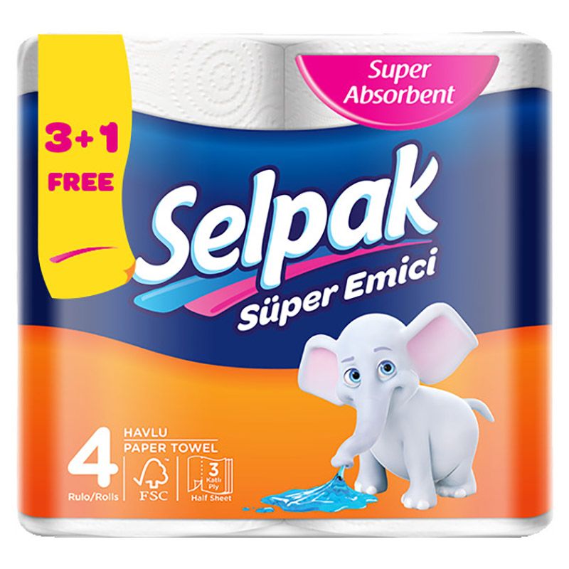 Selpak - Kitchen Paper Towel Regular, 4 Rolls