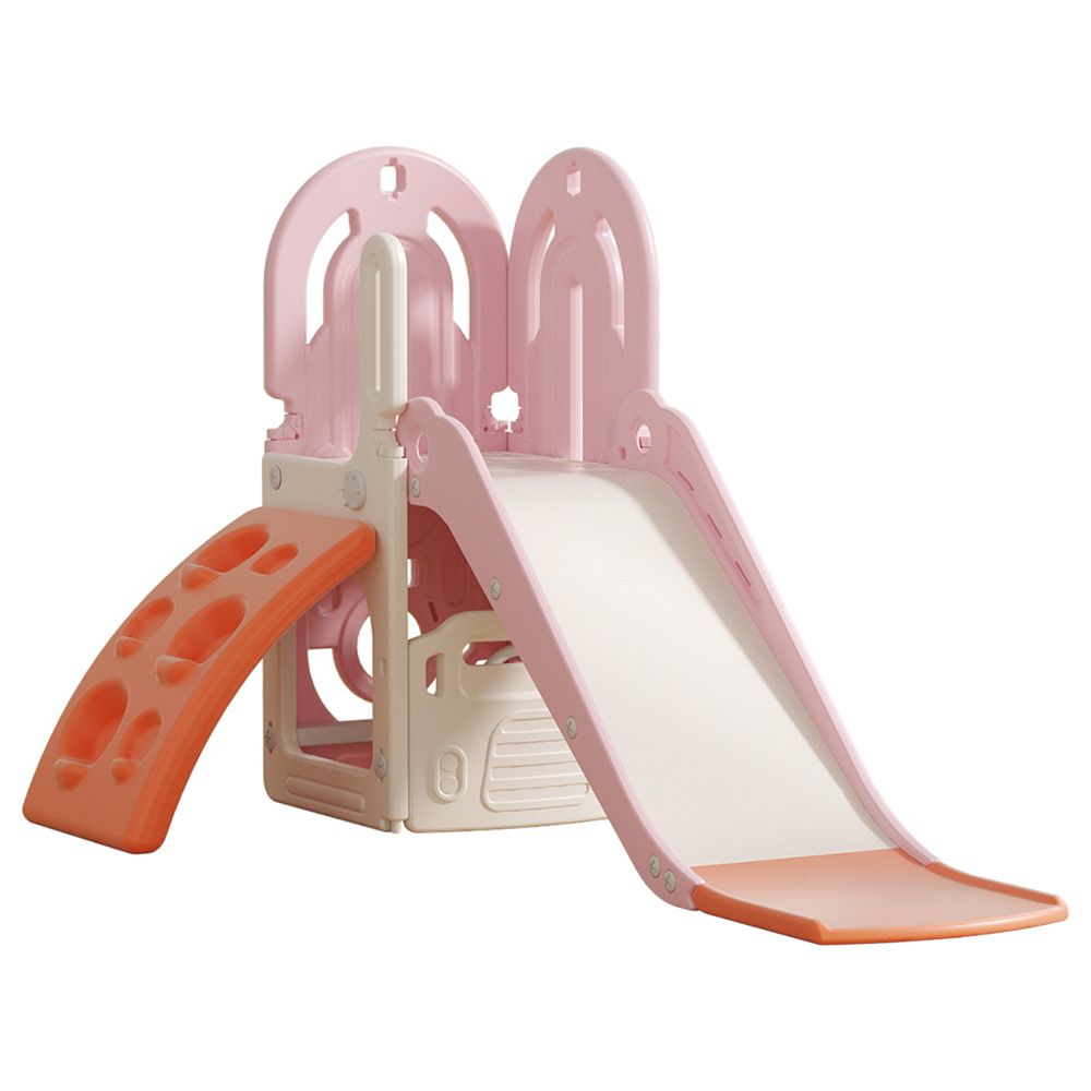 Lovely Baby - Slide w/ Climbing Wall & Basketball Hoop - Pink