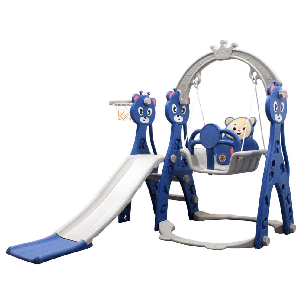 Lovely Baby - Slide & Swing Set w/ Basketball Hoop - Blue