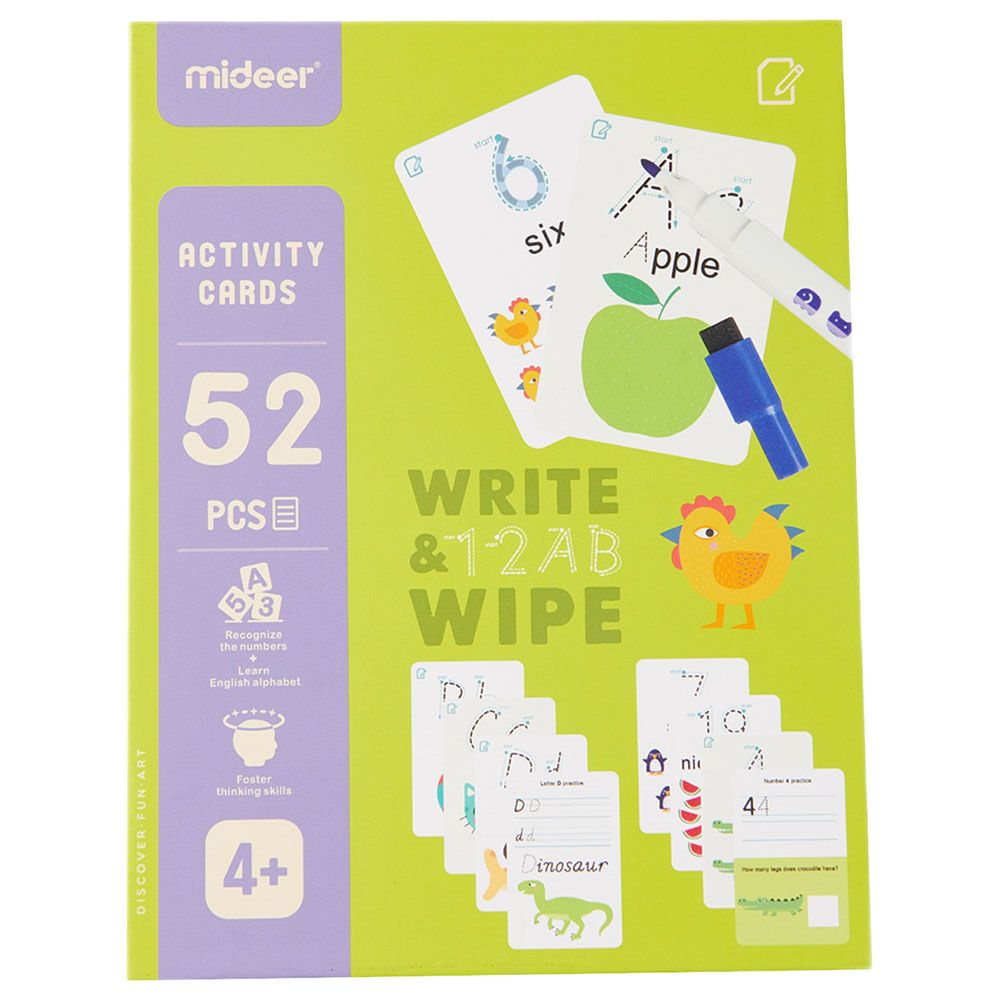 Mideer - 52 Write & Wipe Cards - ABC & 123