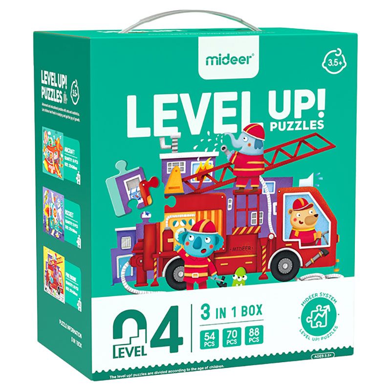 Mideer - 3-in-1 Level Up Puzzles Transportation - Level 4