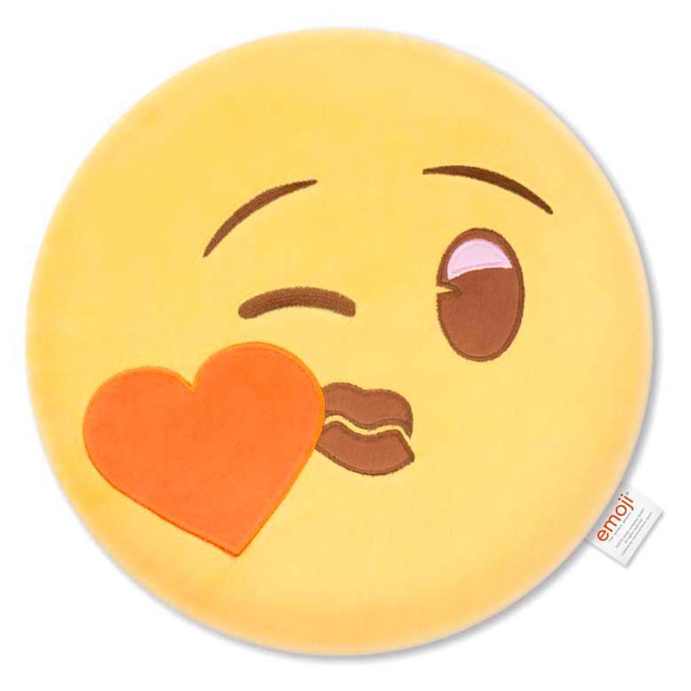 emoji - Pillow Heart Kiss Embroidered - Yellow