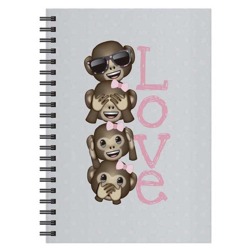 emoji - Love Monkeys Wire-O A4 Notebook - Brown