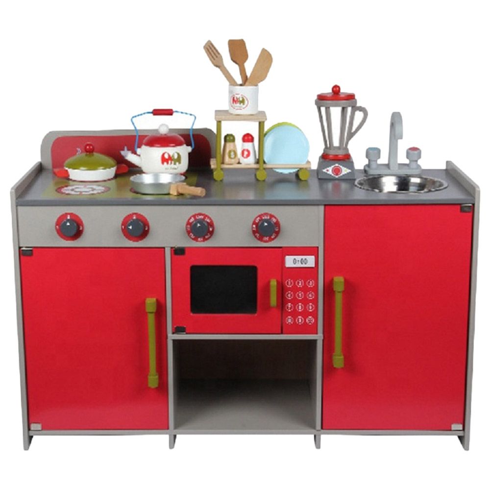 UKR - Wooden European Kitchen - Red