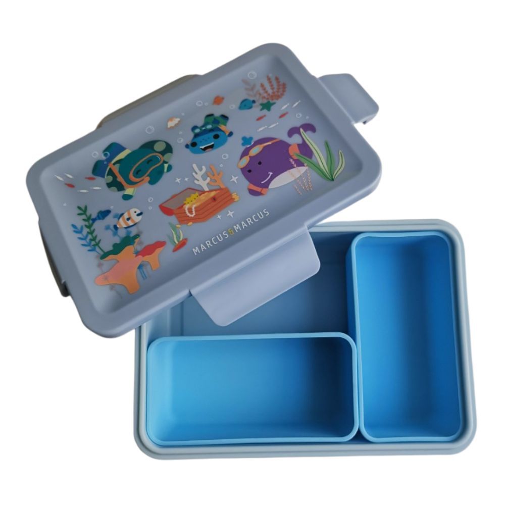 Marcus & Marcus - Bento Lunch Box With Two Silicone Removable Compartments (Sealife)