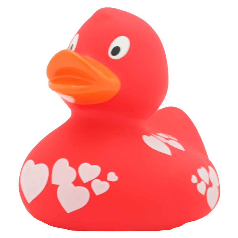 LILALU - Rubber Duck with White Hearts - Red