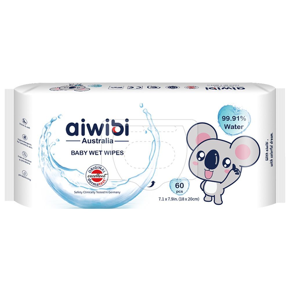 Aiwibi - 99.91% Water Baby Wet Wipes 60pcs