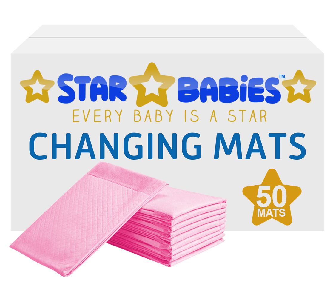 Star Babies - Disposable Changing mats (45x60cm) Large, Pack of 50 - Pink