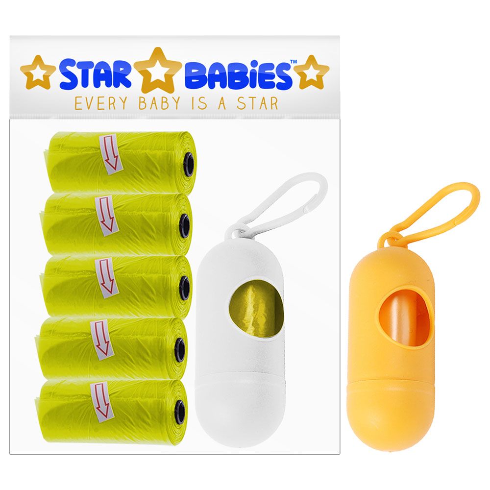 Star Babies - Pack of 5/75 Bags Scented Bag Yellow & Assorted Dispenser