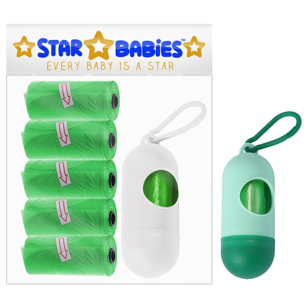 Star Babies - Pack of 5/75 Bags Scented Bag Green & Assorted Dispenser