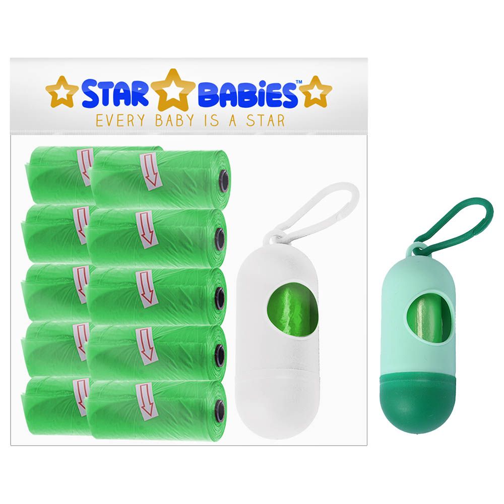 Star Babies - Pack of 10/150 Bags Scented Bag Green & Assorted Dispenser