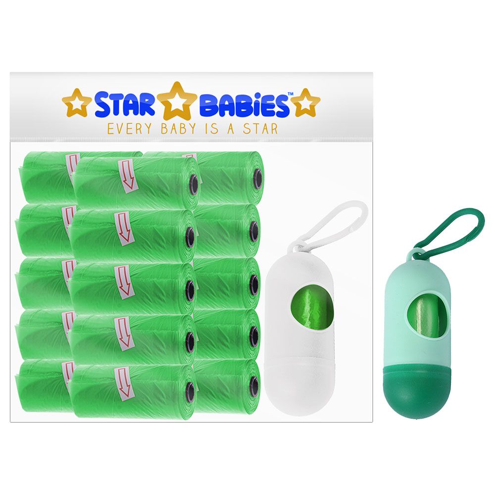 Star Babies Pack of 15/225 Bags Scented Bag Green & Assorted Dispenser