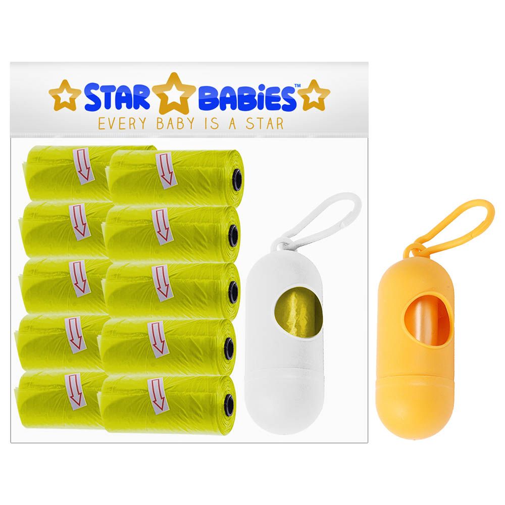 Star Babies - Pack of 10/150 Bags Scented Bag Yellow & Assorted Dispenser