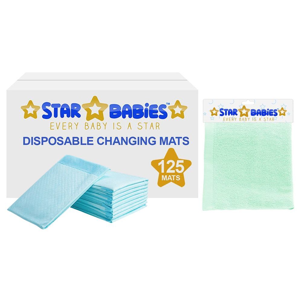 Star Babies - Changing Mats 125pcs + Kids Towel - White