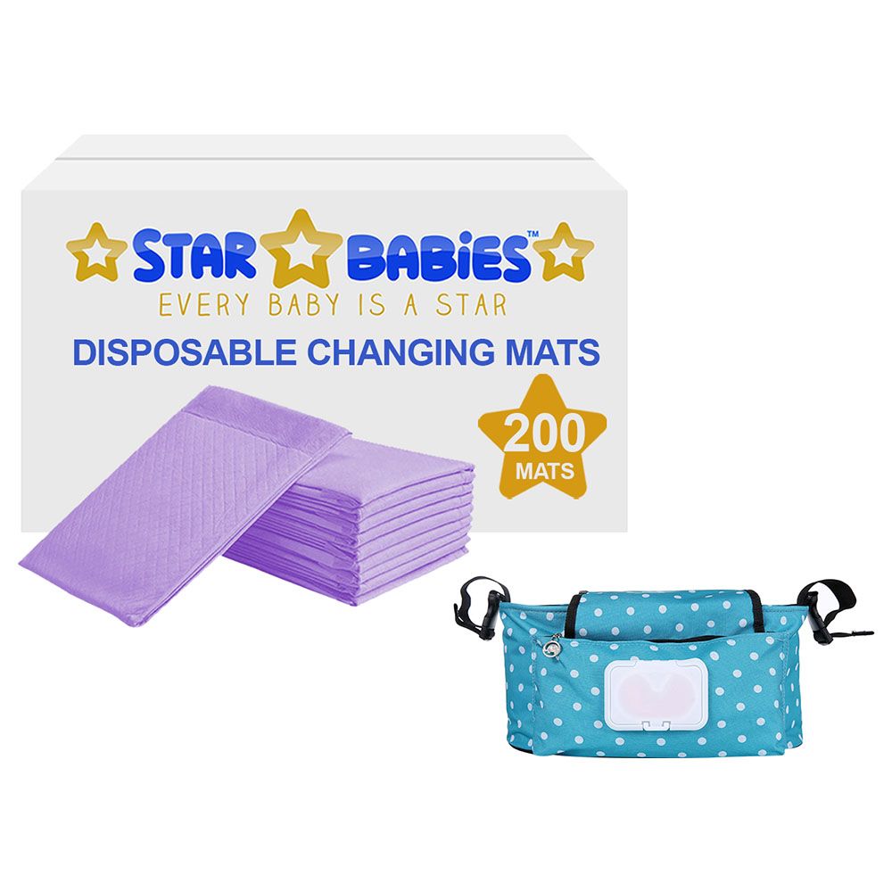 Star Babies - 200pcs Disposable Changing Mat + Stroller Diaper Bag