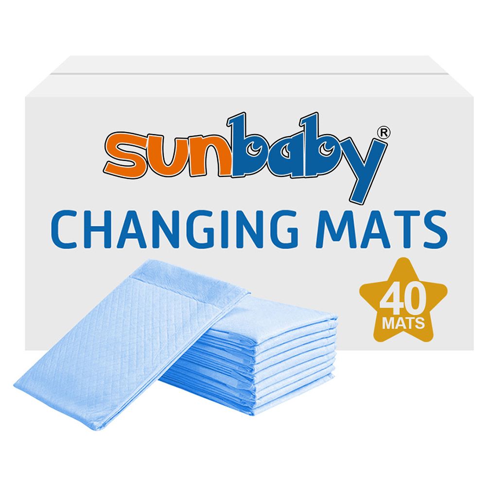 SunBaby - Disposable Changing mats (45x60cm) Large, Pack Of 40 - Blue