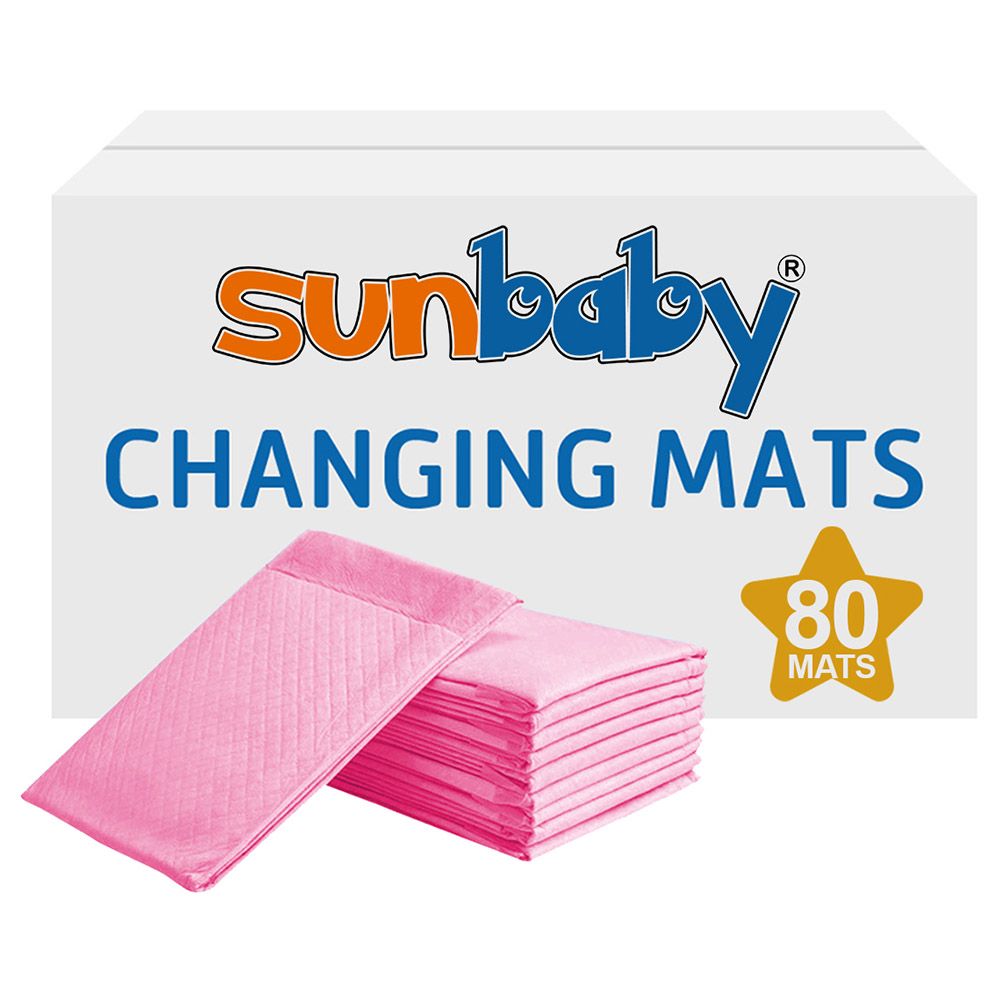 SunBaby - Disposable Changing mats (45x60cm) Large, Pack Of 80 - Pink