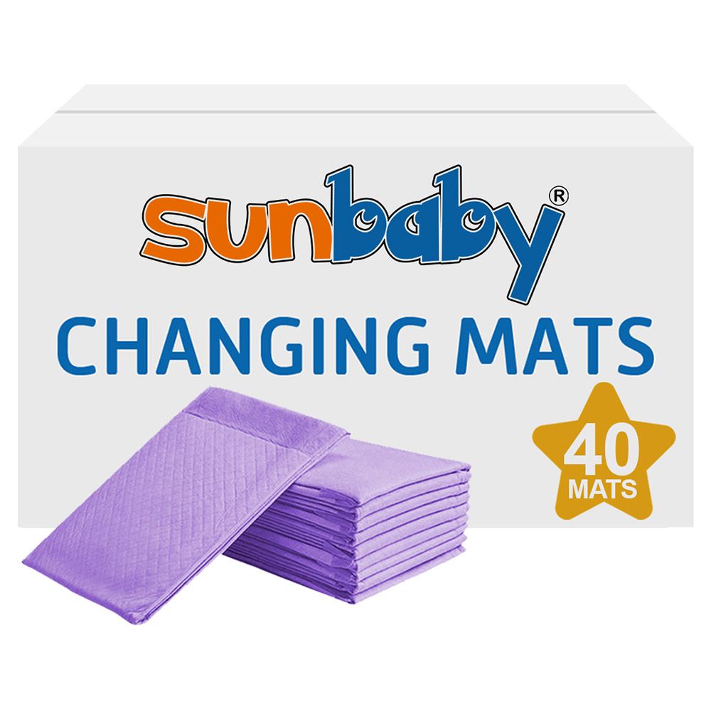 SunBaby - Disposable Changing mats (45x60cm) Large, Pack Of 40 - Lavender