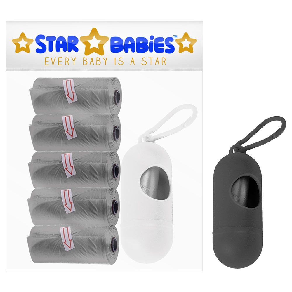 Star Babies - Scented Bag Pack of 5/75 Bags Grey & Assorted Dispenser